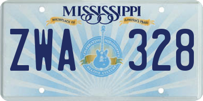 MS license plate ZWA328