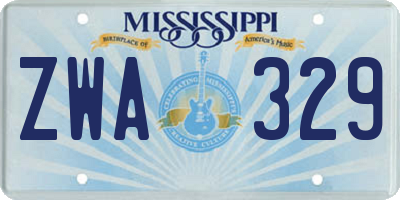 MS license plate ZWA329