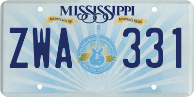 MS license plate ZWA331