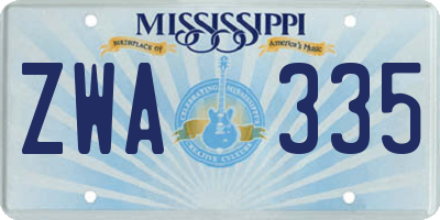 MS license plate ZWA335