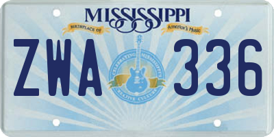 MS license plate ZWA336