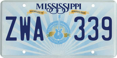 MS license plate ZWA339