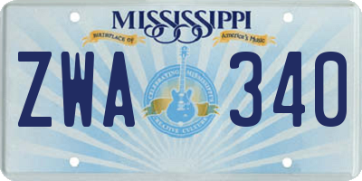 MS license plate ZWA340