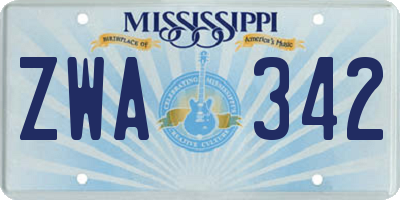 MS license plate ZWA342