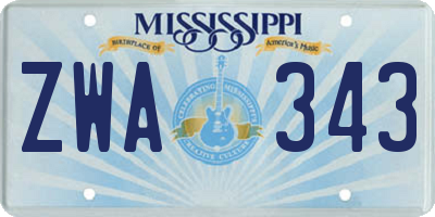 MS license plate ZWA343
