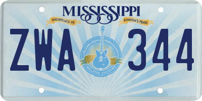MS license plate ZWA344