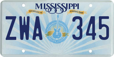 MS license plate ZWA345
