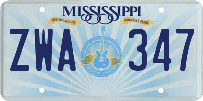 MS license plate ZWA347