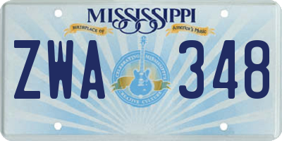 MS license plate ZWA348