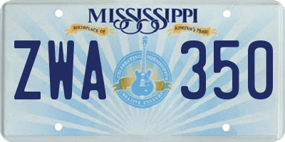 MS license plate ZWA350
