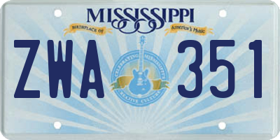 MS license plate ZWA351