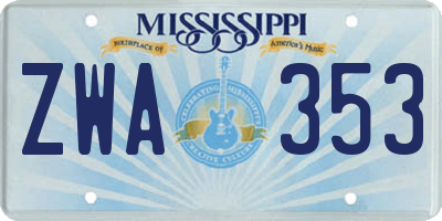 MS license plate ZWA353