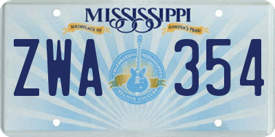 MS license plate ZWA354