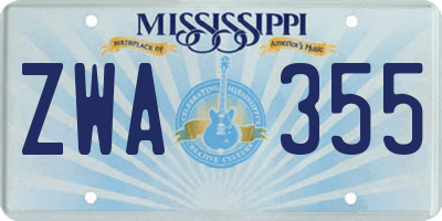 MS license plate ZWA355