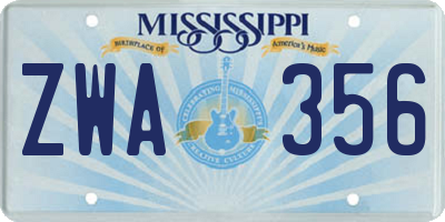 MS license plate ZWA356