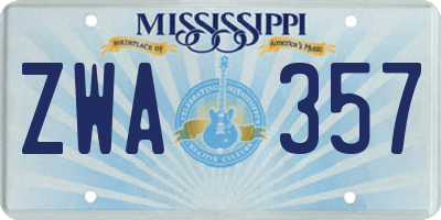 MS license plate ZWA357