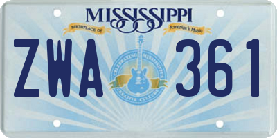 MS license plate ZWA361