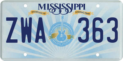 MS license plate ZWA363