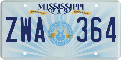 MS license plate ZWA364