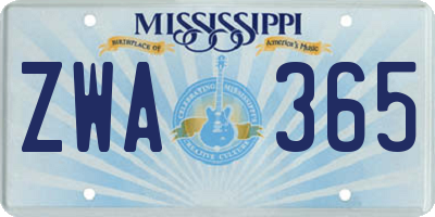 MS license plate ZWA365