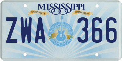 MS license plate ZWA366