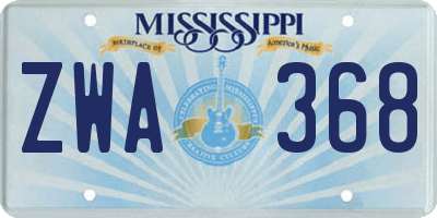 MS license plate ZWA368