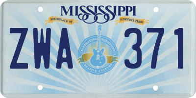 MS license plate ZWA371