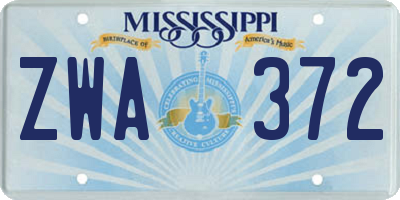 MS license plate ZWA372