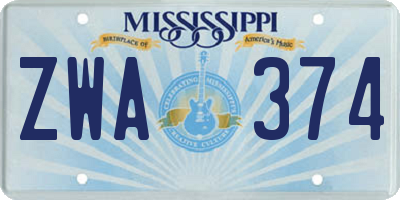 MS license plate ZWA374