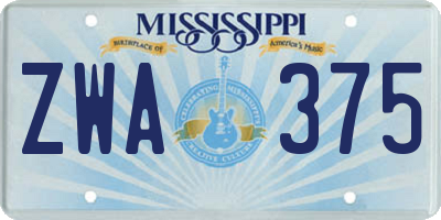 MS license plate ZWA375