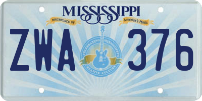 MS license plate ZWA376
