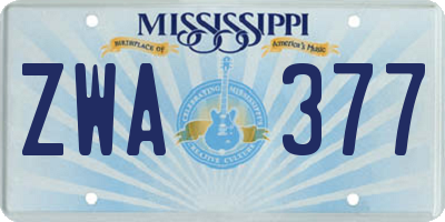 MS license plate ZWA377