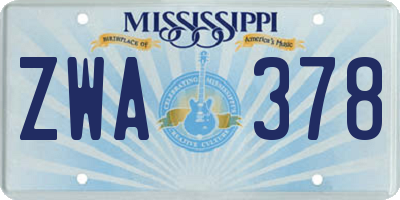 MS license plate ZWA378