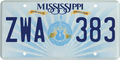 MS license plate ZWA383