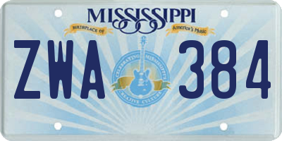 MS license plate ZWA384