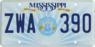 MS license plate ZWA390
