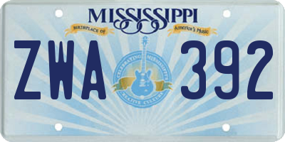 MS license plate ZWA392