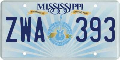 MS license plate ZWA393