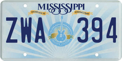 MS license plate ZWA394