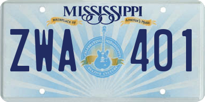 MS license plate ZWA401