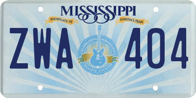 MS license plate ZWA404