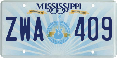MS license plate ZWA409