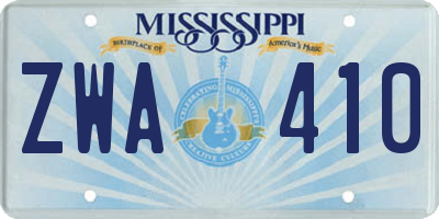 MS license plate ZWA410