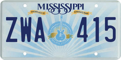 MS license plate ZWA415