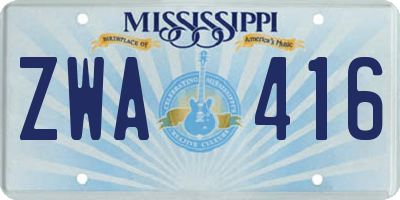 MS license plate ZWA416