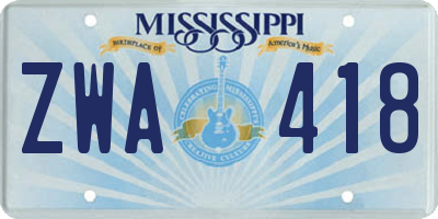 MS license plate ZWA418