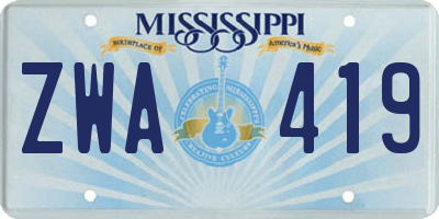 MS license plate ZWA419