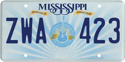 MS license plate ZWA423