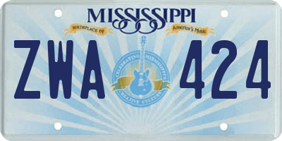 MS license plate ZWA424