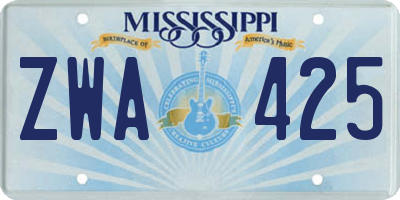 MS license plate ZWA425